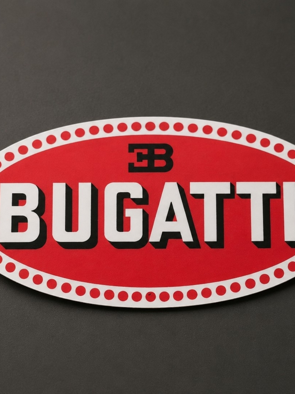 Bugatti Logo 4-Inch Matte Bumper Sticker | Red Oval Automotive Decal